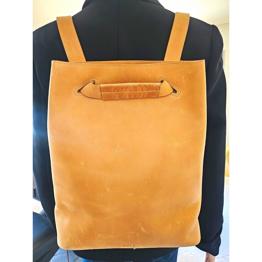 ABLE Women’s Brown Backpack Handmade in Brazil, Stitching, Backpack Straps